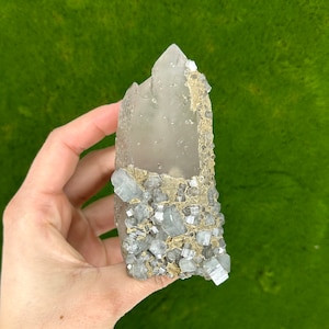 Quartz with Fluorapatite and Siderite and Chalcopyrite from Panasqueira Mine, Portugal