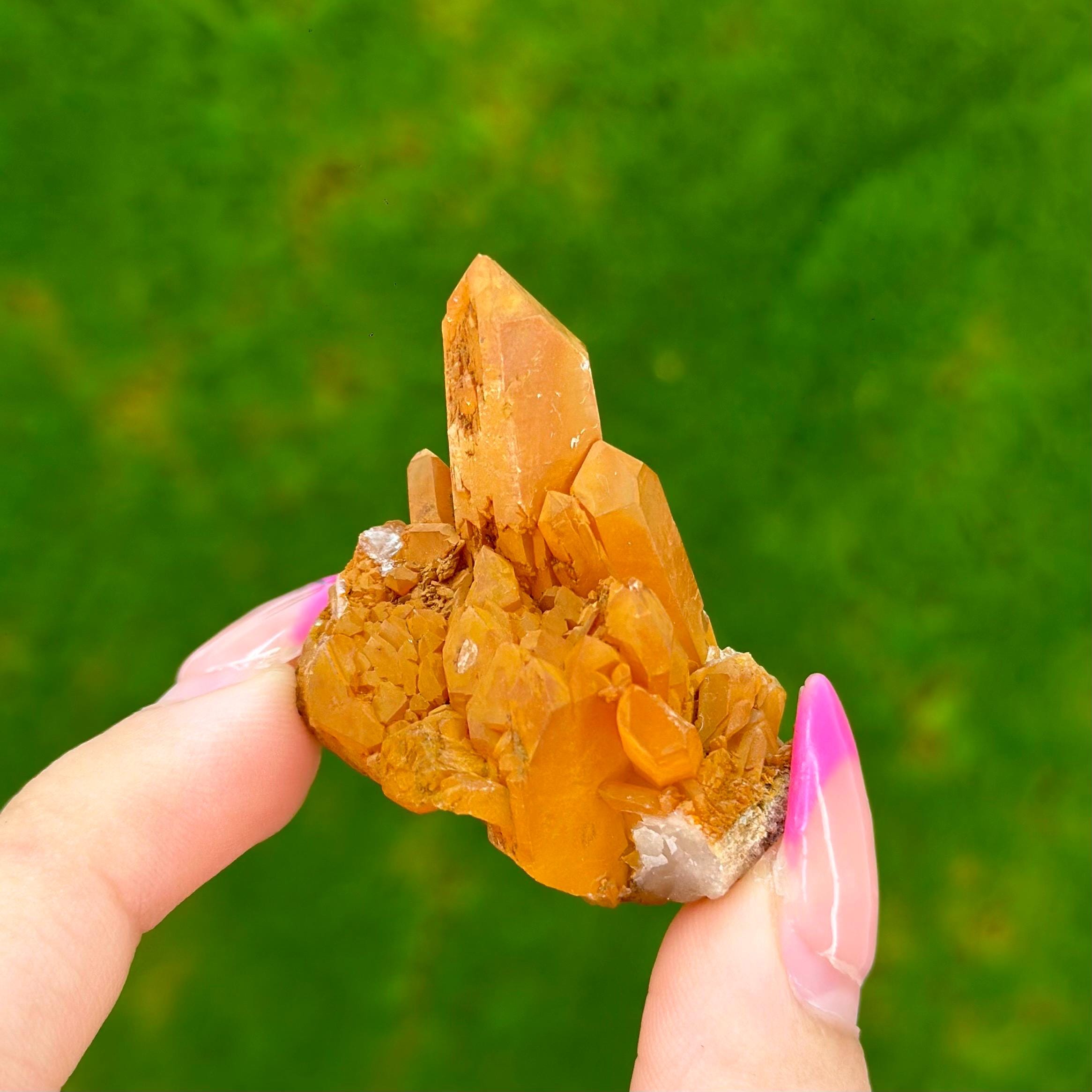 Tangerine | Orange Quartz Cluster from Corinto, Minas Gerais