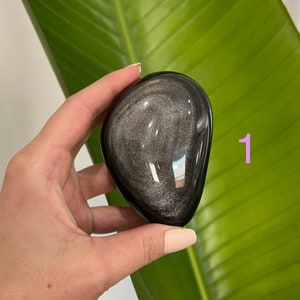 Large Silver Sheen Polished Obsidian Palmstone