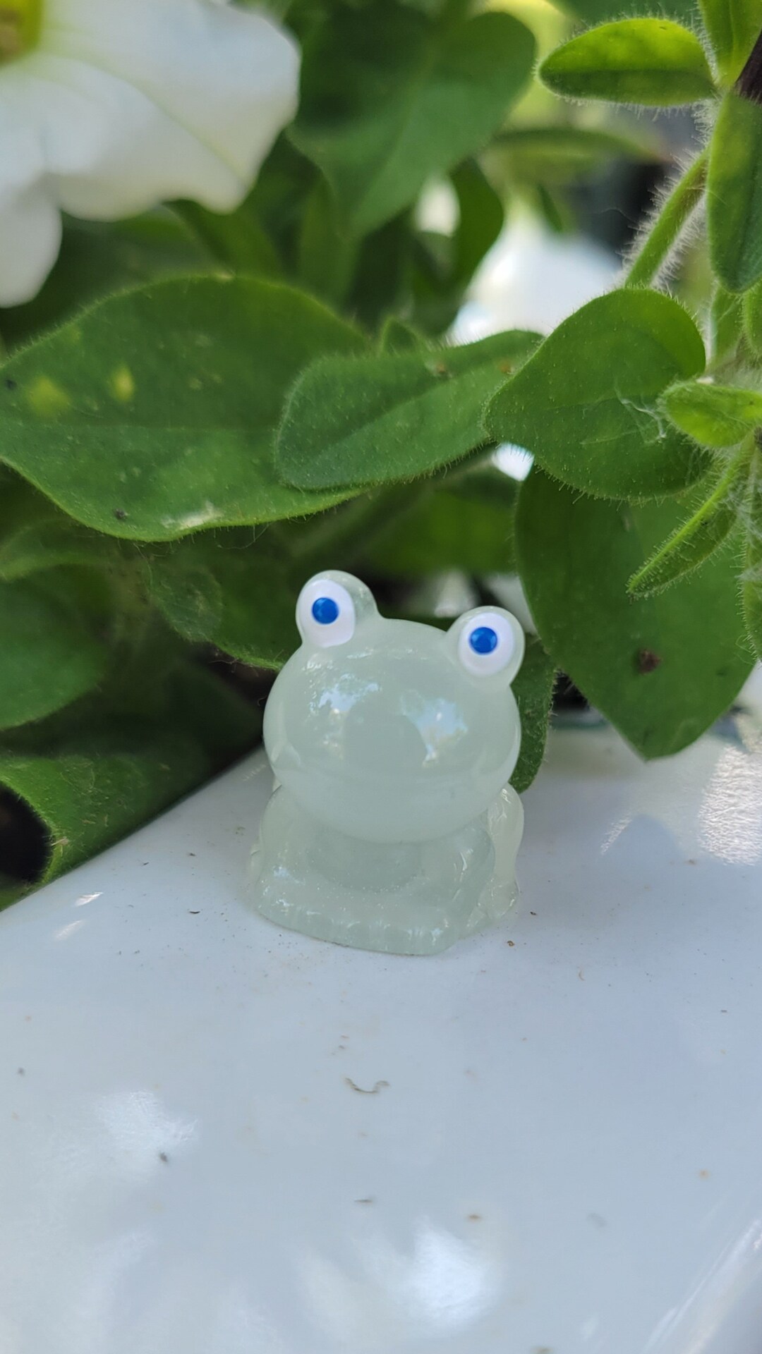 Tiny Milky White Glow in the Dark Frog Plant Safe Magnet. for Leafy ...