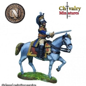Napoleonic French Cuirassier Officer, 1/72, 28mm, 32mm, 1/35, 54mm, 75mm, Resin Historical Miniatures by Napoleonic STL Files