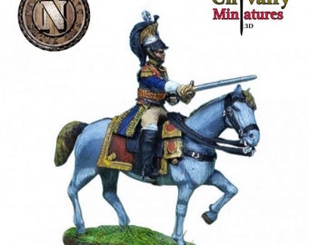 Napoleonic French Cuirassier Officer, 1/72, 28mm, 32mm, 1/35, 54mm, 75mm, Resin Historical Miniatures by Napoleonic STL Files