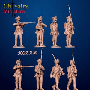 Napoleonic Russian Musketeers 1812 set 1, 1/72, 28mm, 32mm, 1/35, 54mm, 60mm, 75mm, Resin Historical Kozak Miniatures