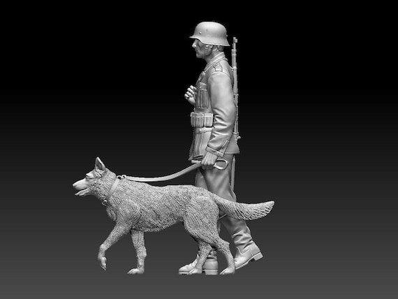WW2, German Feldgendarmerie Walking Shepherd Dog, Casual Pose