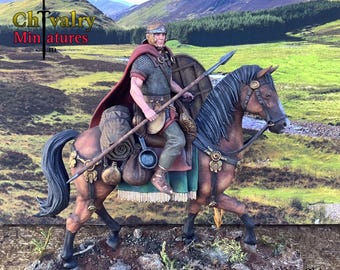 Figura de caballería auxiliar romana a caballo, escala 1/35, 54 mm, 60 mm, 75 mm, 90 mm, Minormous