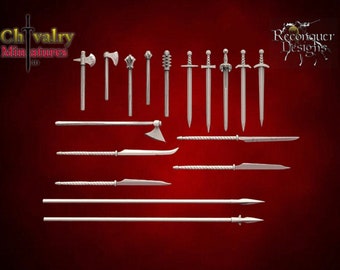 Medieval Christian & Iberian Danish Weapons, 1/72, 28mm, 32mm, 1/35, 54mm, 75mm, 1/16 scale, Resin Historical, Reconquer Designs