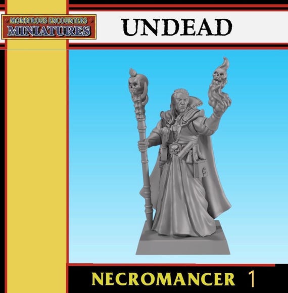 Undead, Necromancer #1, Tabletop Fantasy Battles Miniatures by Monstrous Encounters
