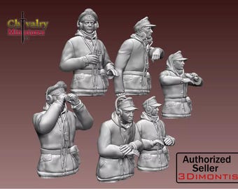 WW2 German Tankers WINTER set 1 Resin Figures 1/35, 1/16 Miniatures 3Dimontis