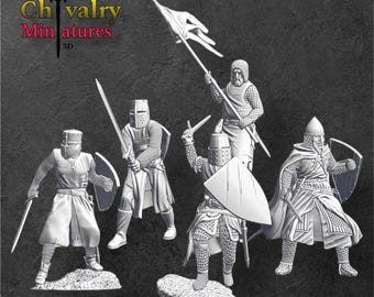 Diorama di cavalieri templari medievali in battaglia, miniature storiche in resina 1/72, 28 mm, 32 mm, 1/35, 54 mm, 75 mm, 1/16 delle Crociate del Nord