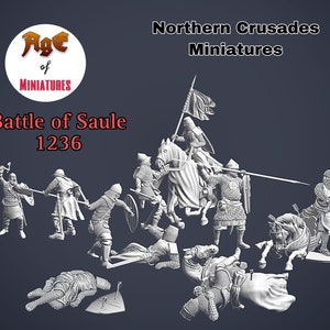 Bataille médiévale de la Saule 1236, x10 Diorama complet, Historique 1/72, 28mm, 32mm, 1/35, 54mm, 75mm, Miniatures en résine des croisades du Nord