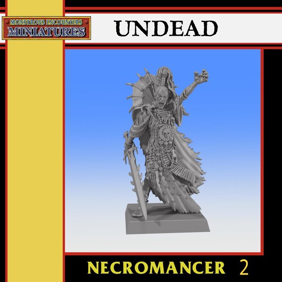 Undead, Necromancer #2, Tabletop Fantasy Battles Miniatures by Monstrous Encounters