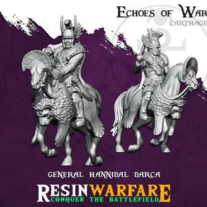 Carthage, General Hannibal Barca Mounted, Punic Wars Historical Resin Figure 1/72, 28mm, 32mm, 1/35, 54mm, 75mm, by Resin Warfare