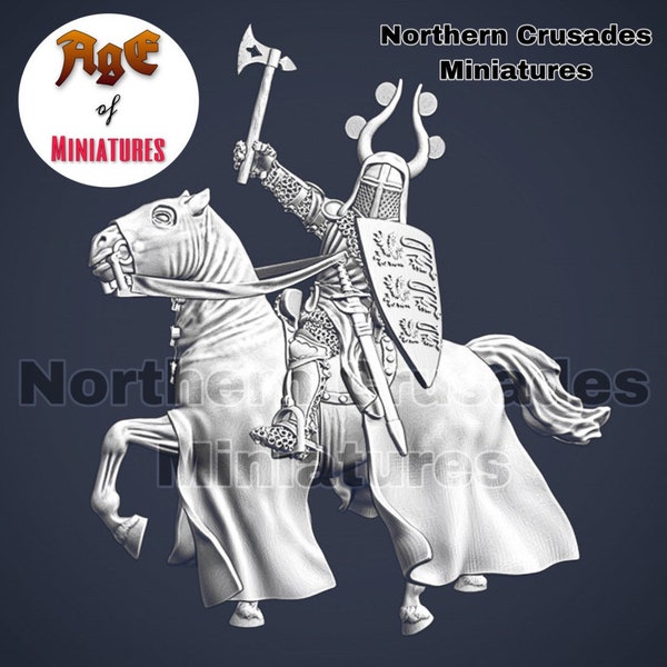 Danish King Valdemar Mounted, 1/72,28mm,32mm, 1/35, 54mm, 75mm, Resin Northern Crusades Miniatures