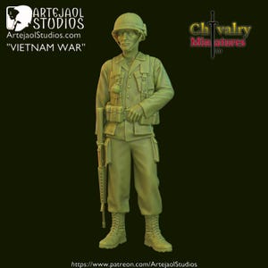 Figurine en résine, soldat américain du Vietnam n° 2, pose décontractée 1/35, 1/16 miniatures historiques par Artejaol Studios Miniatures