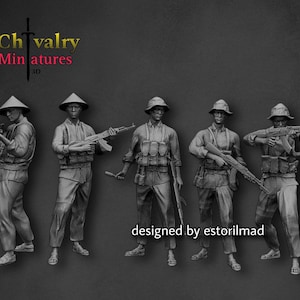 Vietcongs de la guerre du Vietnam x5, lot de 1, figurines en résine 1/35, 1/16 miniatures historiques par Estorilmad