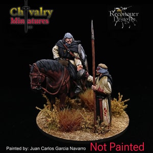 St. Raimundo de Fitero Wounded Knight, Historical 1/72, 28mm, 32mm, 1/35, 54mm, 75mm, Resin Miniatures, Medieval, Reconquer Designs
