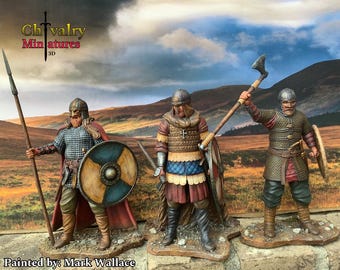 Sons of Odin x3 Kommando-Set, Resin, 1/72, 28 mm, 32 mm, 1/35, 54 mm, 75 mm, 1/16 Historisches Kriegsspiel Nördliches Kreuzzug Miniaturen