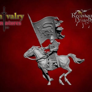 Medieval Spanish Standard Bearer v1, Historical 1/72, 28mm, 32mm, 1/35, 54mm, 75mm, Reconquer Designs