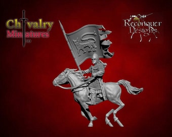 Medieval Spanish Standard Bearer v1, Historical 1/72, 28mm, 32mm, 1/35, 54mm, 75mm, Reconquer Designs