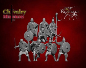 Visigoths Asturians Dismounted set 1, Historical 1/72, 28mm, 32mm, 1/35, 54mm, 75mm, 1/16, Reconquer Designs