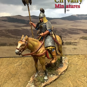Medieval Mongol Mounted Banner, 1/72, 28mm, 32mm, 1/35, 54mm, 75mm, Historical Northern Crusades Miniatures
