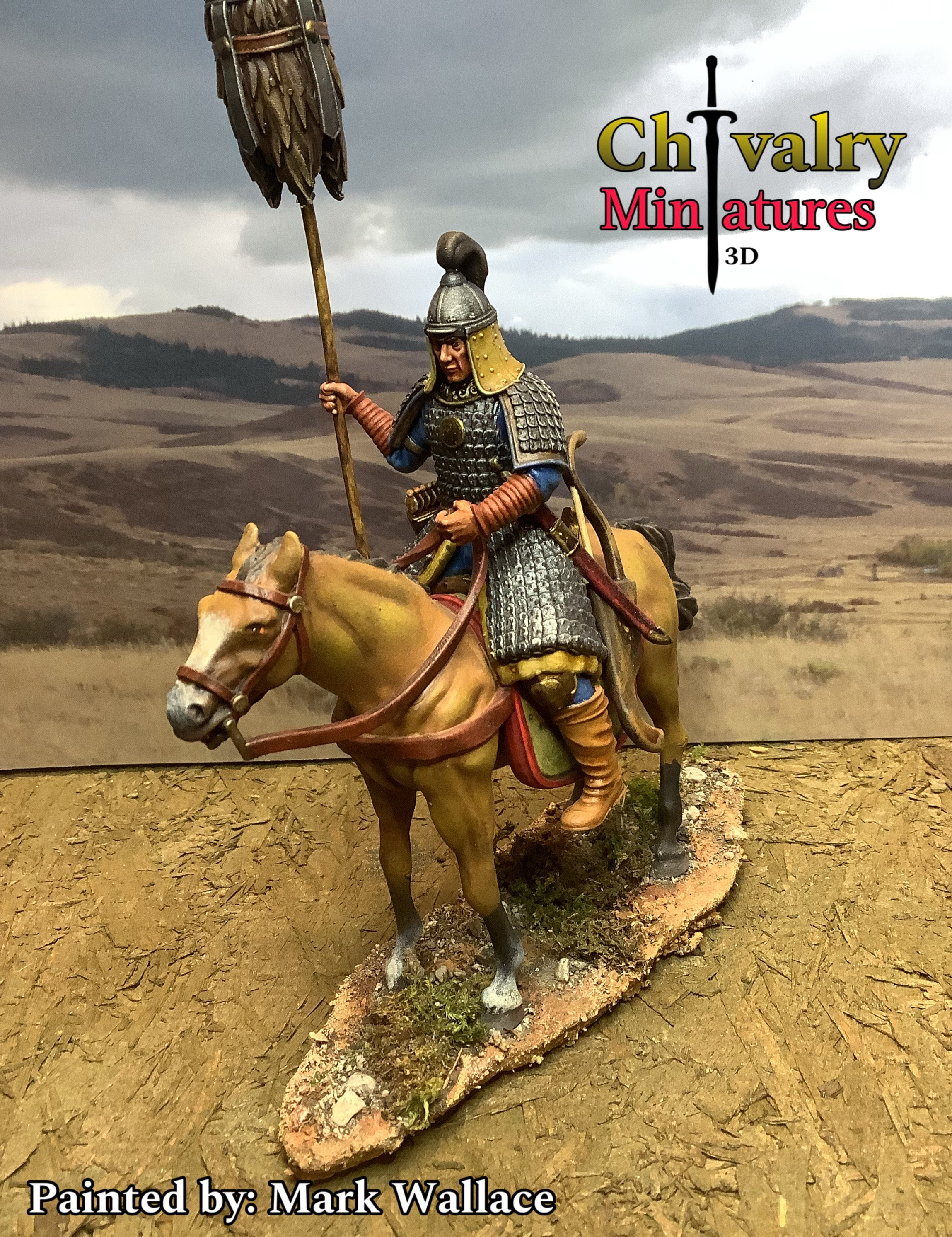 Medieval Mongol Mounted Banner, 1/72, 28mm, 32mm, 1/35, 54mm, 75mm, Historical Northern Crusades Miniatures