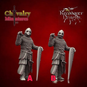 Medieval 12th Century Spanish Knight, Historical 1/72, 28mm, 32mm, 1/35, 54mm, 75mm, 1/16 Resin Reconquer Designs Miniatures