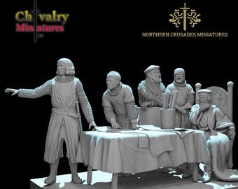 Medieval Council Commanders Diorama, Historical 1/72, 28mm, 32mm, 1/35, 54mm, 75mm, Resin Northern Crusades Miniatures