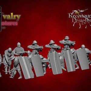 Medieval 14-15th Century Crossbowmen, Resin Figures Historical 1/72, 28mm, 32mm, 1/35, 54mm, 75mm, 1/16, Reconquer Designs