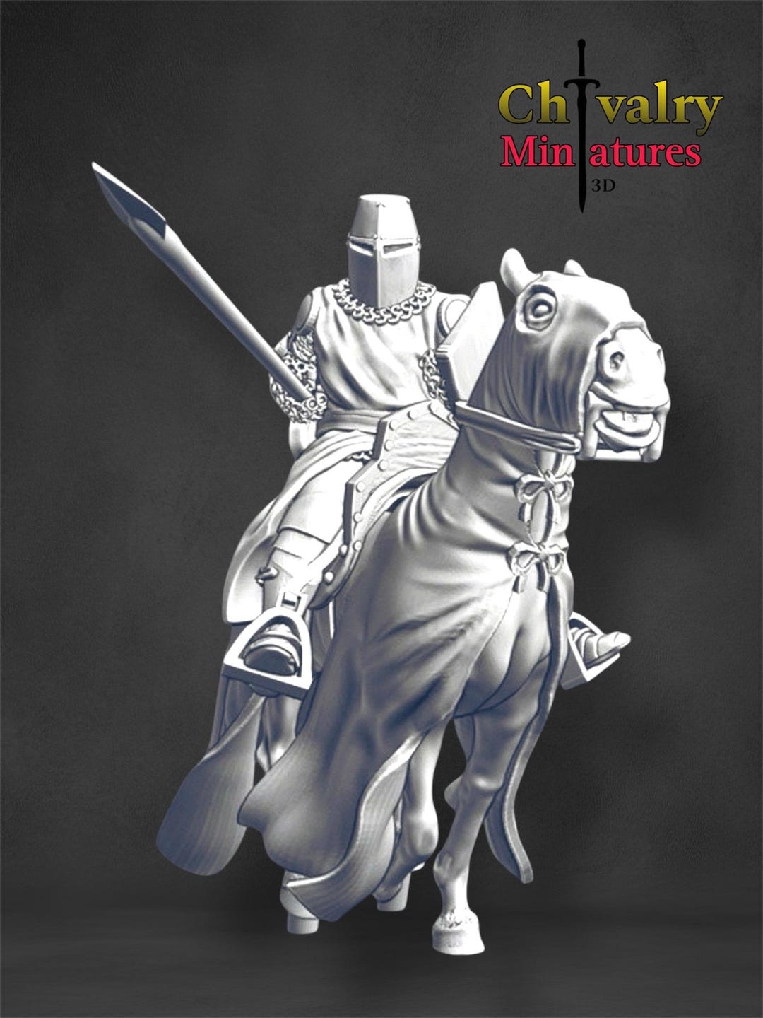 Medieval Crusader Knight Charging, Historical 1/72, 28mm, 32mm, 1