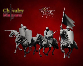 Medieval Ecclesiastical Knights, 1/72, 28mm, 32mm, 1/35, 54mm, 75mm, Resin Historical Wargaming Reconquer Designs