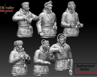 WW2 German Tankers WINTER set 2 Resin Figures 1/35, 1/16 Miniatures 3Dimontis