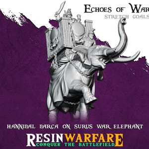Carthage, General Hannibal Barca On War Elephant, Punic Wars Historical Resin Figure 1/72, 28mm, 32mm, 1/35, 54mm, 75mm, by Resin Warfare
