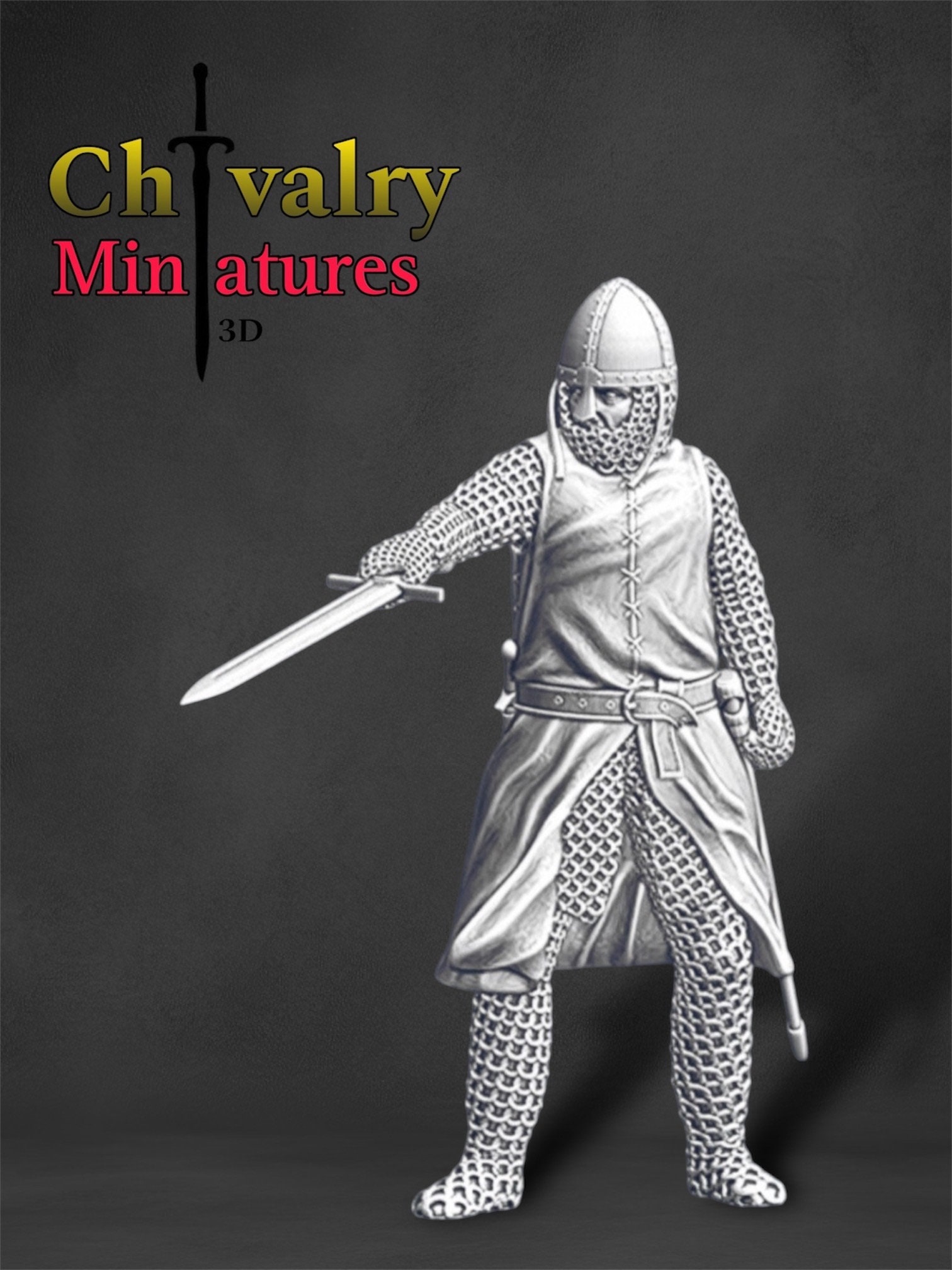 Lord Balian of Ibelin on Foot Crusader, Historical 1/72, 28mm, 32mm, 1/35, 54mm, 75mm, 1/16 scale, Resin Northern Crusades Miniatures