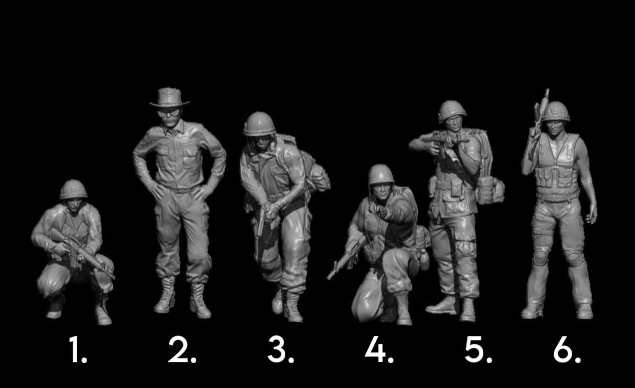 Vietnam War American Soldiers Set 1, Resin Figures 1/48, 1/35, 1