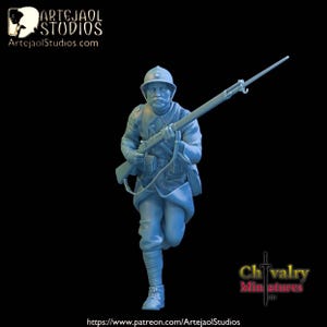 WW1, French Soldier #3 Resin Figure 1/35, 1/16 by Artejaol Studios Miniatures