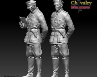 石膏製 軍人 フィギュア 約20cm 1/24 75mm WW.I オーストリア・ハンガリー帝国 山岳師団猟兵将校 - (株