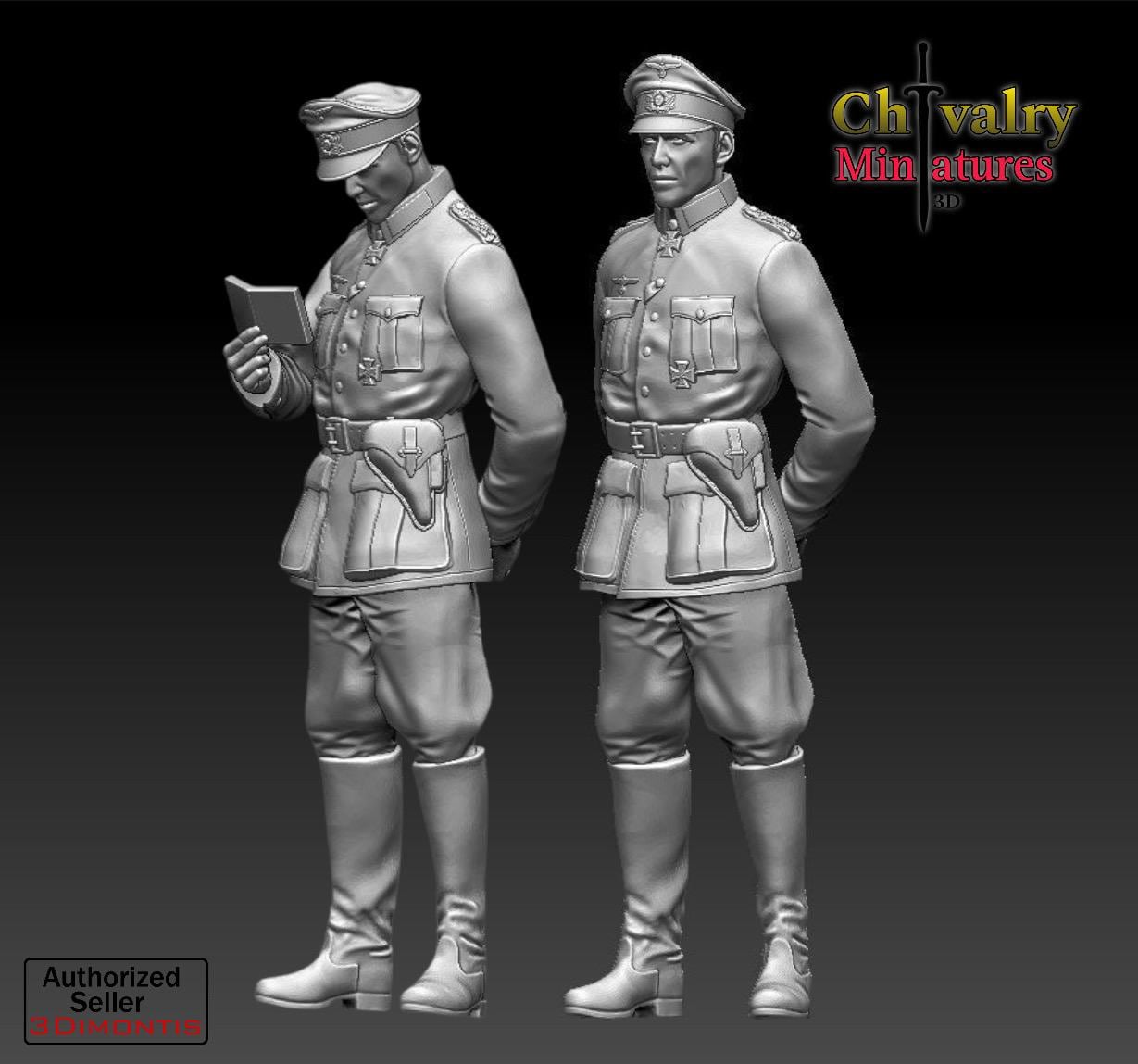 第二次世界大戦、ドイツ野戦憲兵隊将校2名 レジンフィギュア 1/48、1