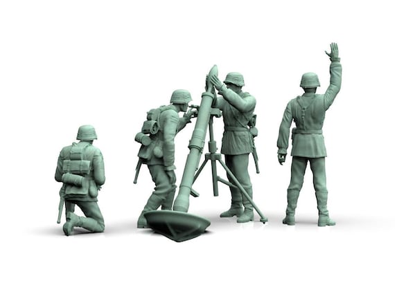 WW2 German Mortar Granatwerfer 42, Resin Figures 1/48, 1/35, 1/16