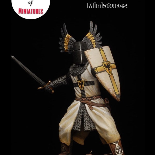 Medieval German Winged Helmet Crusader, Historical 1/72, 28mm, 32mm, 1/35, 54mm, 75mm, 1/16 scale, Resin Northern Crusades Miniatures