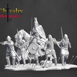 Medieval Battle at Gestilren 1210 Diorama, Historical 1/72, 28mm, 32mm, 1/35, 54mm, 75mm, Resin Northern Crusades Miniatures