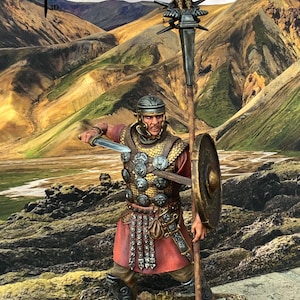 Figura de pose de combate de Aquilifer romano (casco) histórica a escala 1/35, 54 mm, 60 mm, 75 mm, 90 mm, 1/16, Minormous Miniatures
