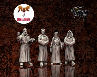 Medieval Clergy Priests, Historical 1/72, 28mm, 32mm, 1/35, 54mm, 75mm, 1/16, Resin Reconquer Designs Miniatures