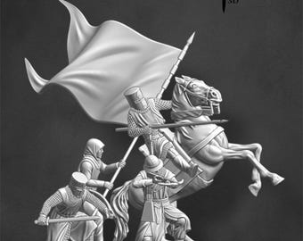 Medieval Lion Rampart Tribute Set, Resin Figures, 1/72, 28mm, 32mm, 1/35, 54mm, 75mm, Historical Northern Crusades Miniatures