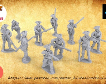 Spanish Light Infantry, 28mm, 32mm, 1/35, 54mm, 75mm, Resin Seven Years War SYW, Historical Resin Miniatures War Bear Studios