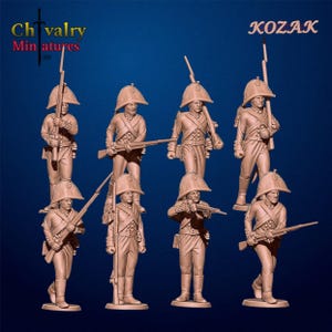 Napoleonic Russian Musketeers in Bicorne set 1, 1/72, 28mm, 32mm, 1/35, 54mm, 60mm, 75mm, Resin Historical Kozak Miniatures