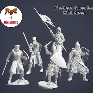 Medieval Templar Knights in Battle Diorama, Historical 1/72, 28mm, 32mm, 1/35, 54mm, 75mm, 1/16 Resin Northern Crusades Miniatures