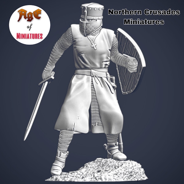 Medieval Crusader Defense Pose Version 2, Historical 1/72, 28mm, 32mm, 1/35, 54mm, 75mm, 1/16 scale, Resin Northern Crusades Miniatures