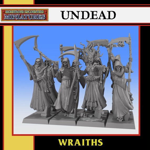 Undead, Wraiths & Banshee x8, Tabletop Fantasy Battles Miniatures by Monstrous Encounters