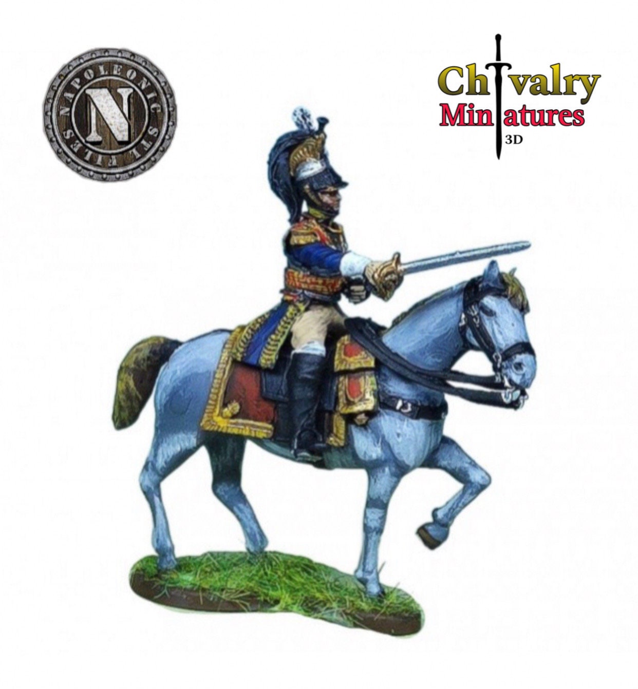 ナポレオン戦争時のフランス胸甲騎兵将校、1/72、28 mm、32 mm